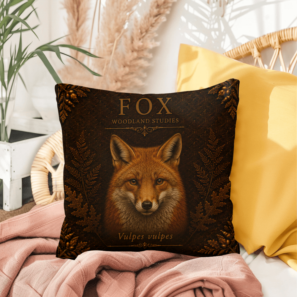 Fox Woodland Pillow, Rustic Throw Pillow, Cabin Decor Cushion, Lodge Style Accent, Wildlife Home Decor