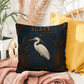 Egret Coastal Pillow, Nautical Throw Pillow, Navy Coastal Cushion, Beach House & Lake House Decor, Coastal Grandma Style