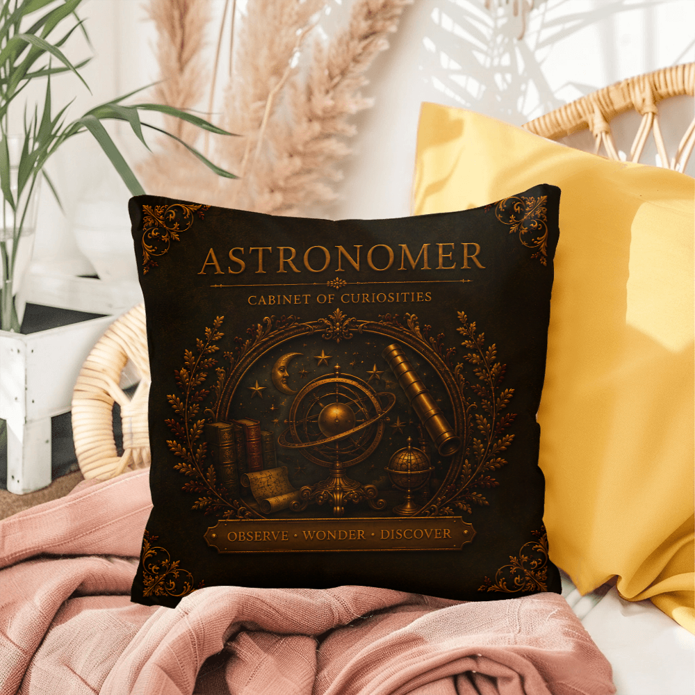 Astronomer Cabinet of Curiosities Pillow, Dark Academia Throw Pillow, Library Decor Cushion, Museum Style Home Accent