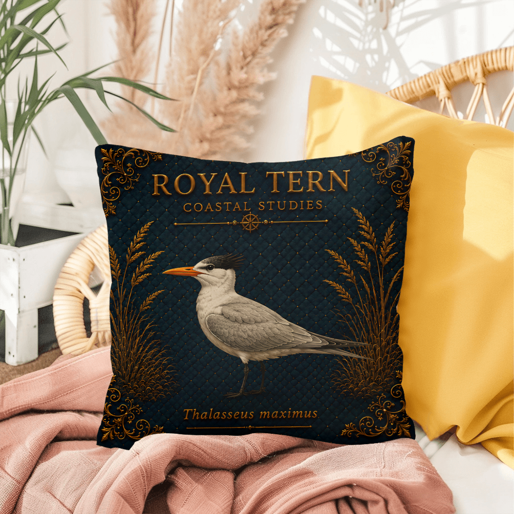 Royal Tern Coastal Pillow, Nautical Throw Pillow, Navy Coastal Cushion, Beach House & Lake House Decor, Coastal Grandma Style