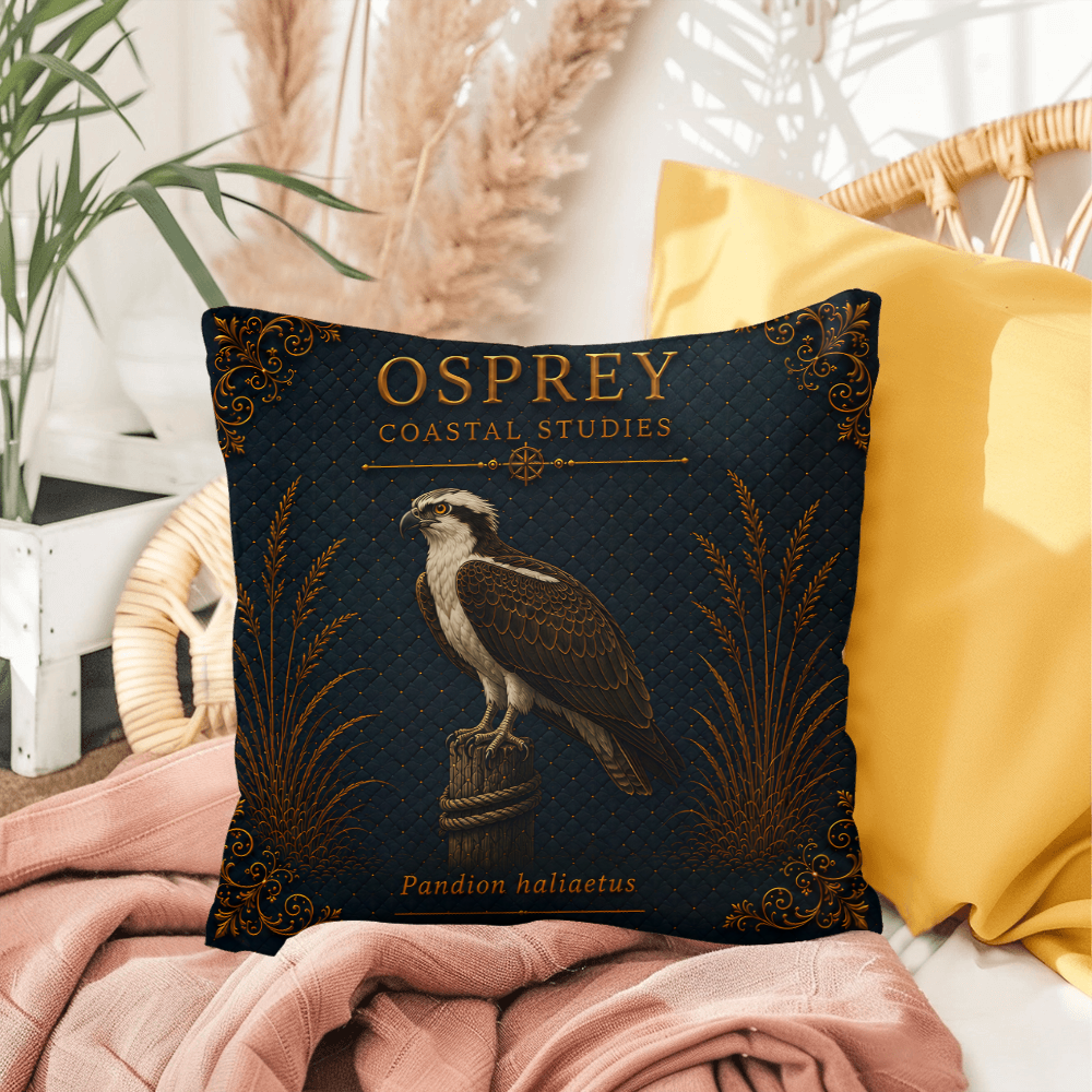 Osprey Coastal Pillow, Nautical Throw Pillow, Navy Coastal Cushion, Beach House & Lake House Decor, Coastal Grandma Style