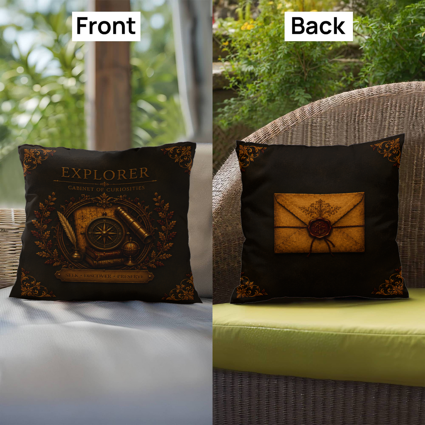 Explorer Cabinet of Curiosities Pillow, Dark Academia Throw Pillow, Library Decor Cushion, Museum Style Home Accent