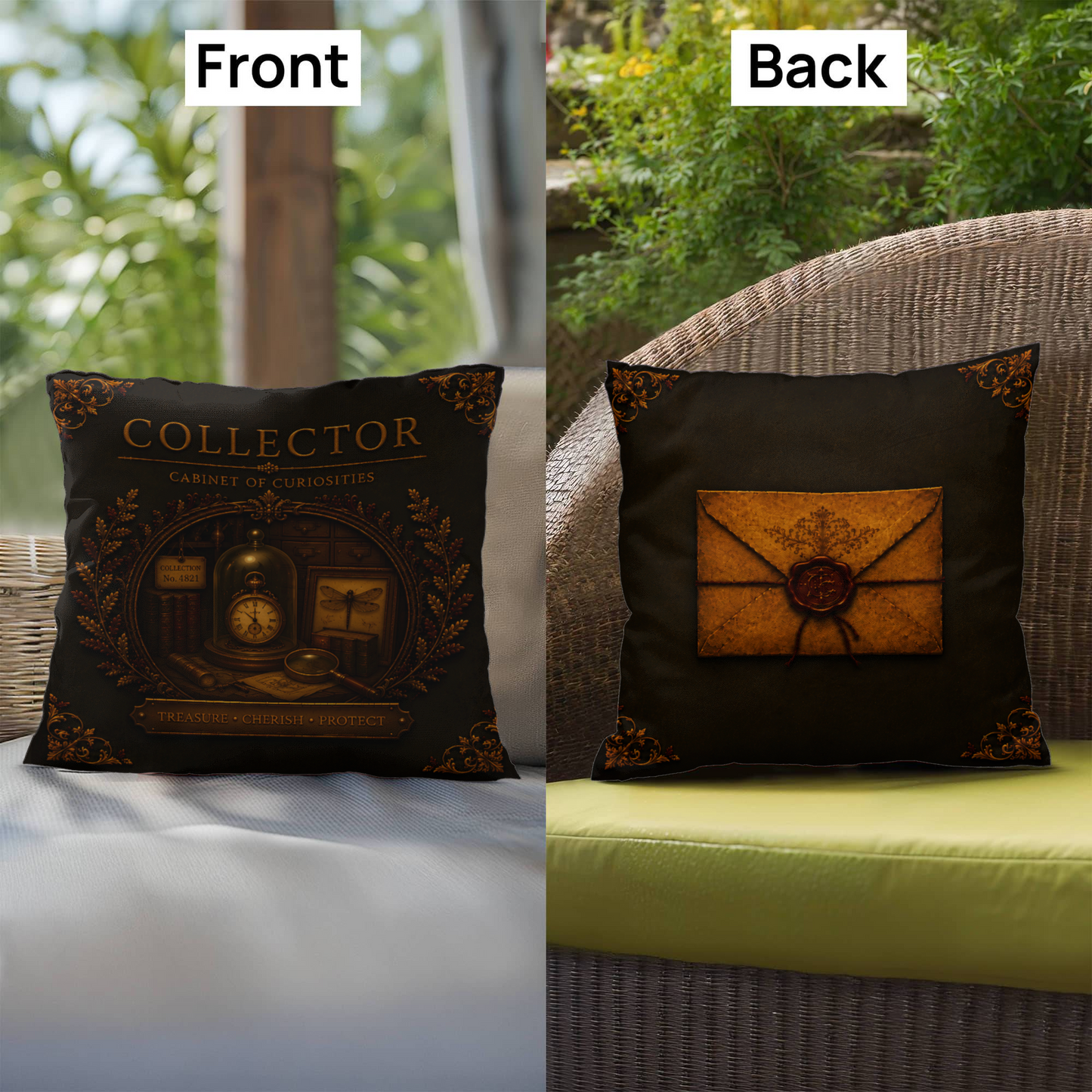 Collector Cabinet of Curiosities Pillow, Dark Academia Throw Pillow, Library Decor Cushion, Museum Style Home Accent
