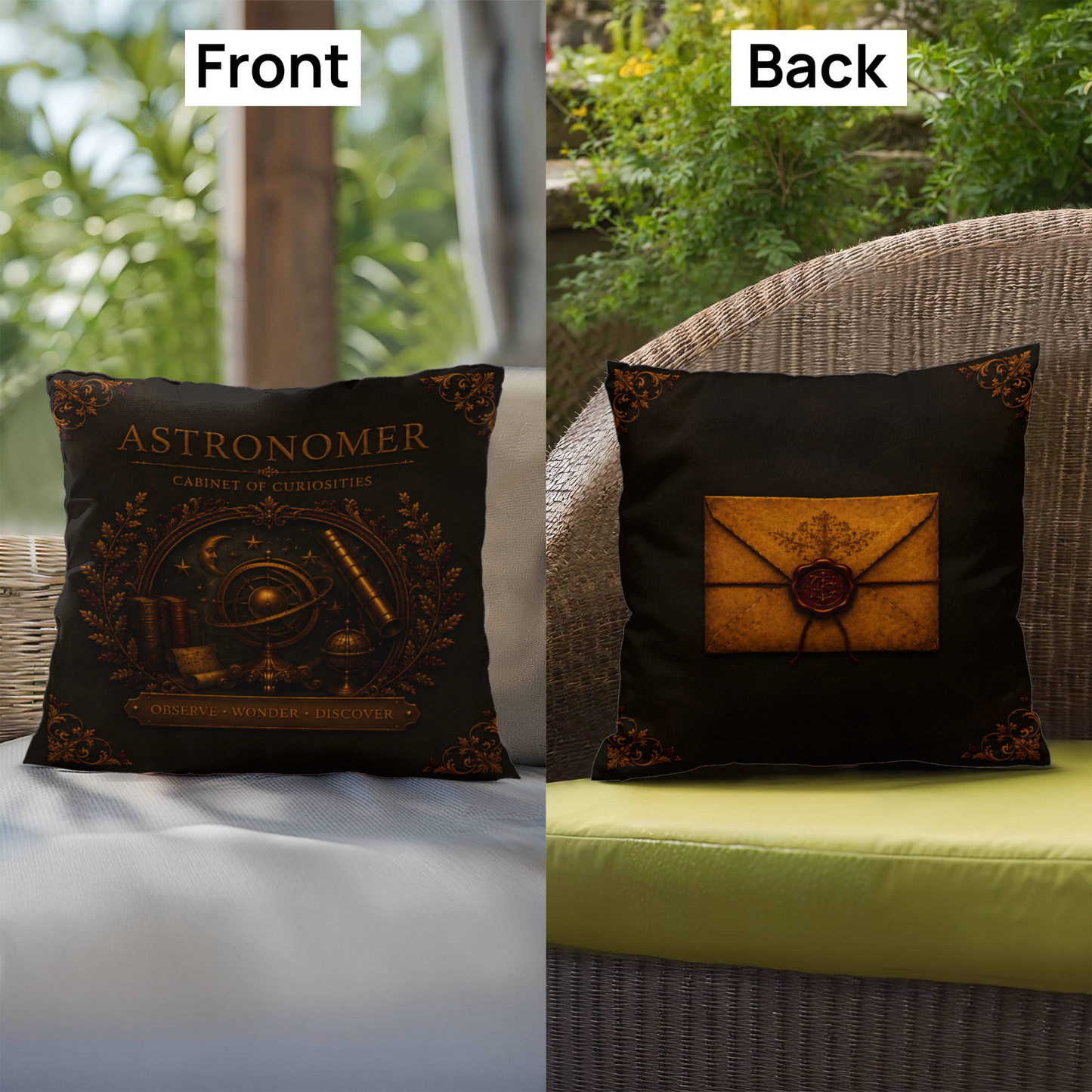 Astronomer Cabinet of Curiosities Pillow, Dark Academia Throw Pillow, Library Decor Cushion, Museum Style Home Accent