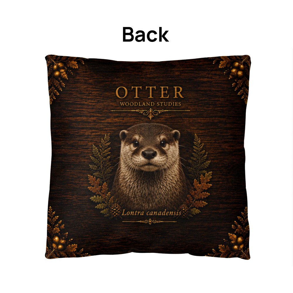 Otter Outdoor Pillow, Woodland Animal Decor, Polyester Patio Cushion, Rustic Cabin Accent, Nature Lover Gift