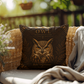 Owl Woodland Pillow, Rustic Throw Pillow, Cabin Decor Cushion, Lodge Style Accent, Wildlife Home Decor