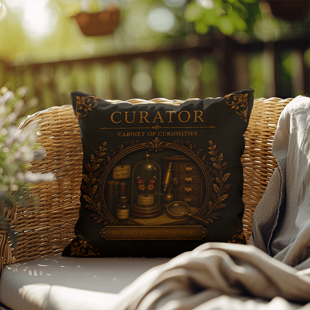 Curator Cabinet of Curiosities Pillow, Dark Academia Throw Pillow, Library Decor Cushion, Museum Style Home Accent