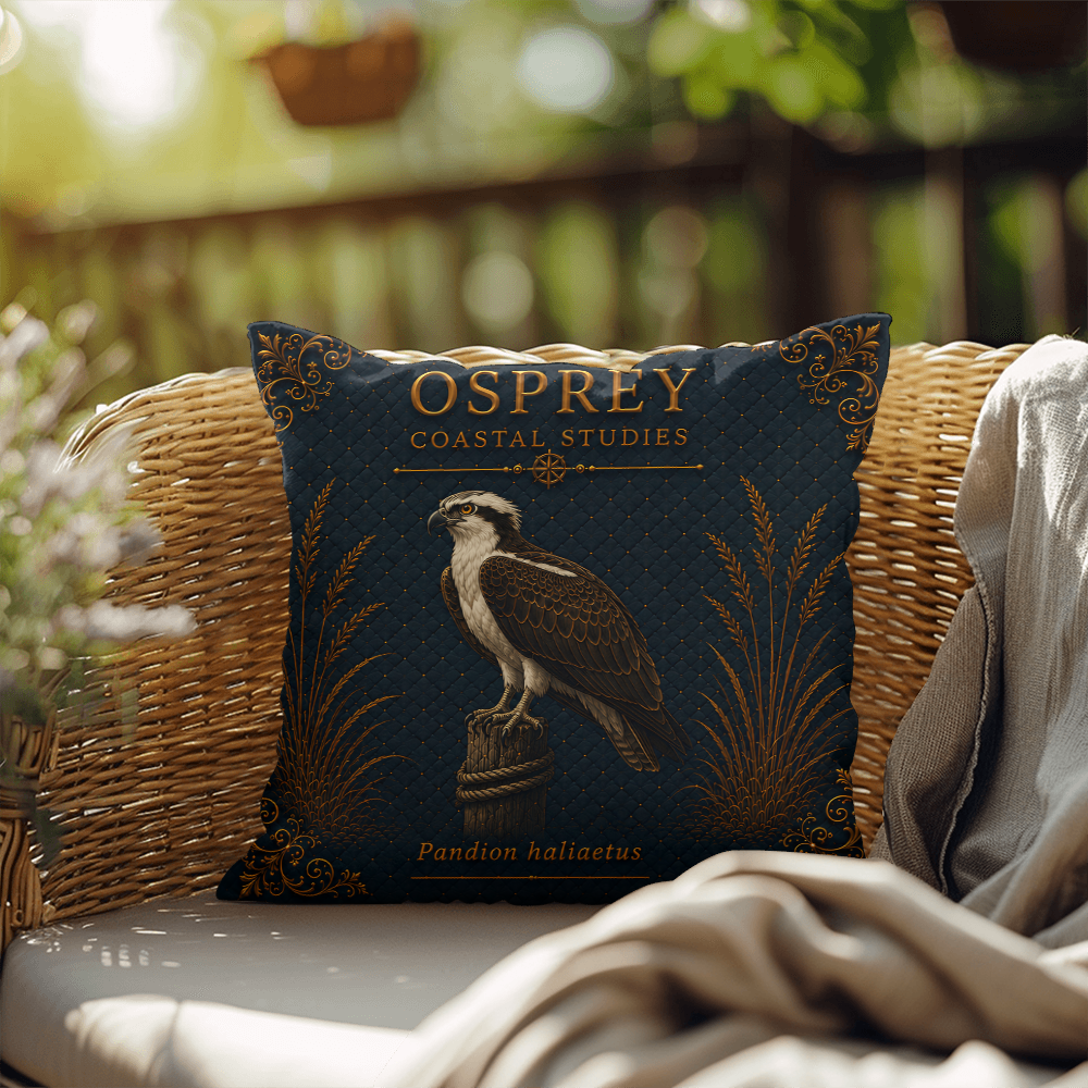 Osprey Coastal Pillow, Nautical Throw Pillow, Navy Coastal Cushion, Beach House & Lake House Decor, Coastal Grandma Style
