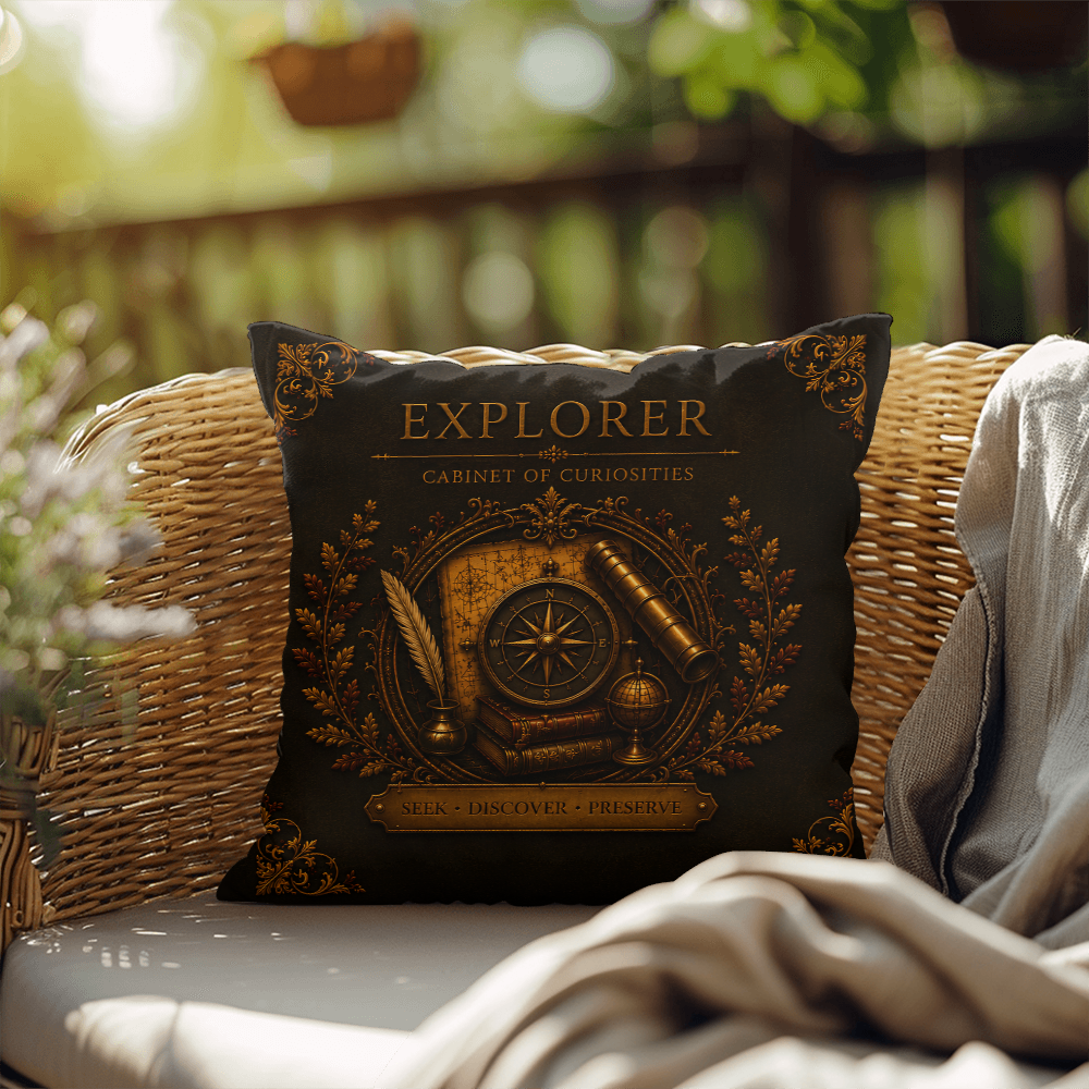 Explorer Cabinet of Curiosities Pillow, Dark Academia Throw Pillow, Library Decor Cushion, Museum Style Home Accent