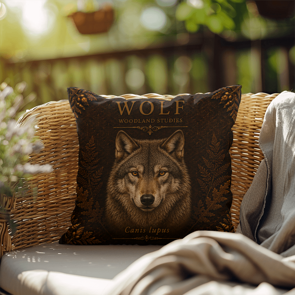 Wolf Woodland Pillow, Rustic Throw Pillow, Cabin Decor Cushion, Lodge Style Accent, Wildlife Home Decor