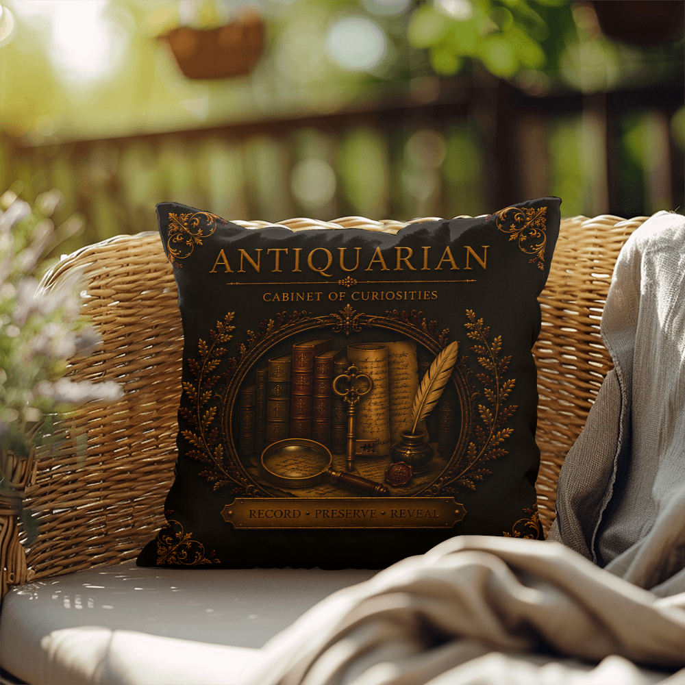 Antiquarian Cabinet of Curiosities Pillow, Dark Academia Throw Pillow, Library Decor Cushion, Museum Style Home Accent