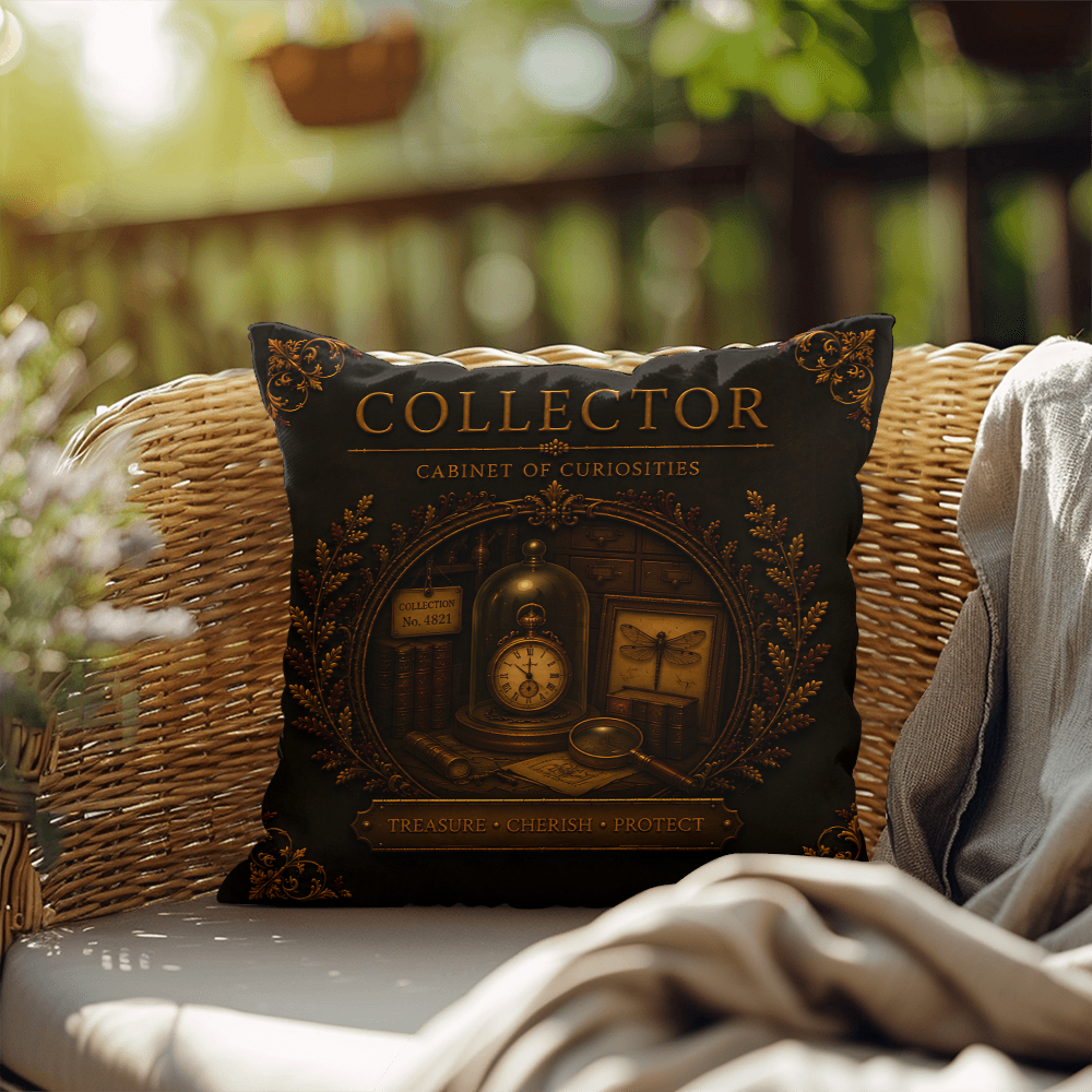 Collector Cabinet of Curiosities Pillow, Dark Academia Throw Pillow, Library Decor Cushion, Museum Style Home Accent