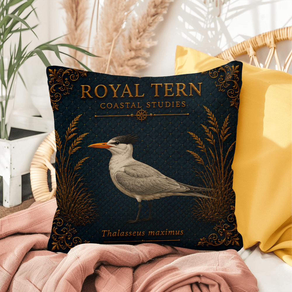 Royal Tern Coastal Pillow, Nautical Throw Pillow, Navy Coastal Cushion, Beach House & Lake House Decor, Coastal Grandma Style