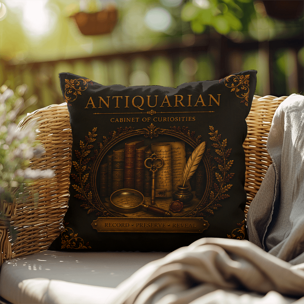 Antiquarian Cabinet of Curiosities Pillow, Dark Academia Throw Pillow, Library Decor Cushion, Museum Style Home Accent