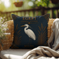 Egret Coastal Pillow, Nautical Throw Pillow, Navy Coastal Cushion, Beach House & Lake House Decor, Coastal Grandma Style