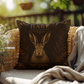 Hare Woodland Pillow, Rustic Throw Pillow, Cabin Decor Cushion, Lodge Style Accent, Wildlife Home Decor