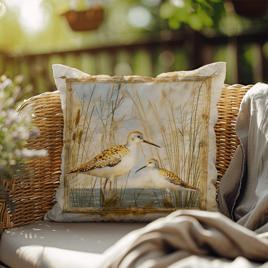 Sandpiper Coastal Accent Pillow – Reversible Premium Indoor Outdoor Cushion