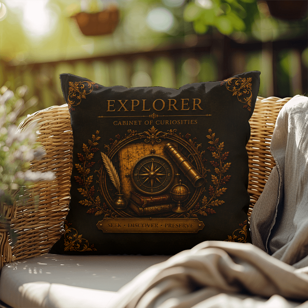Explorer Cabinet of Curiosities Pillow, Dark Academia Throw Pillow, Library Decor Cushion, Museum Style Home Accent