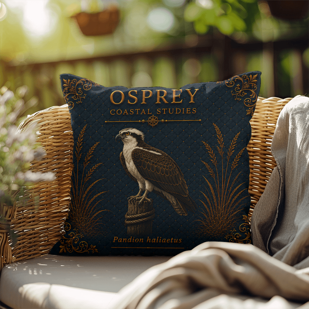 Osprey Coastal Pillow, Nautical Throw Pillow, Navy Coastal Cushion, Beach House & Lake House Decor, Coastal Grandma Style