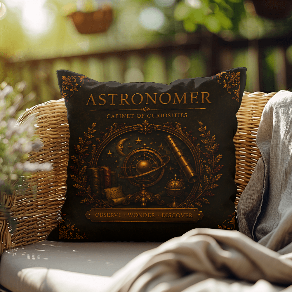 Astronomer Cabinet of Curiosities Pillow, Dark Academia Throw Pillow, Library Decor Cushion, Museum Style Home Accent