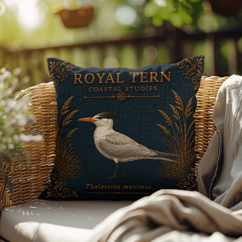 Royal Tern Coastal Pillow, Nautical Throw Pillow, Navy Coastal Cushion, Beach House & Lake House Decor, Coastal Grandma Style