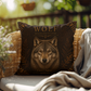 Wolf Woodland Pillow, Rustic Throw Pillow, Cabin Decor Cushion, Lodge Style Accent, Wildlife Home Decor
