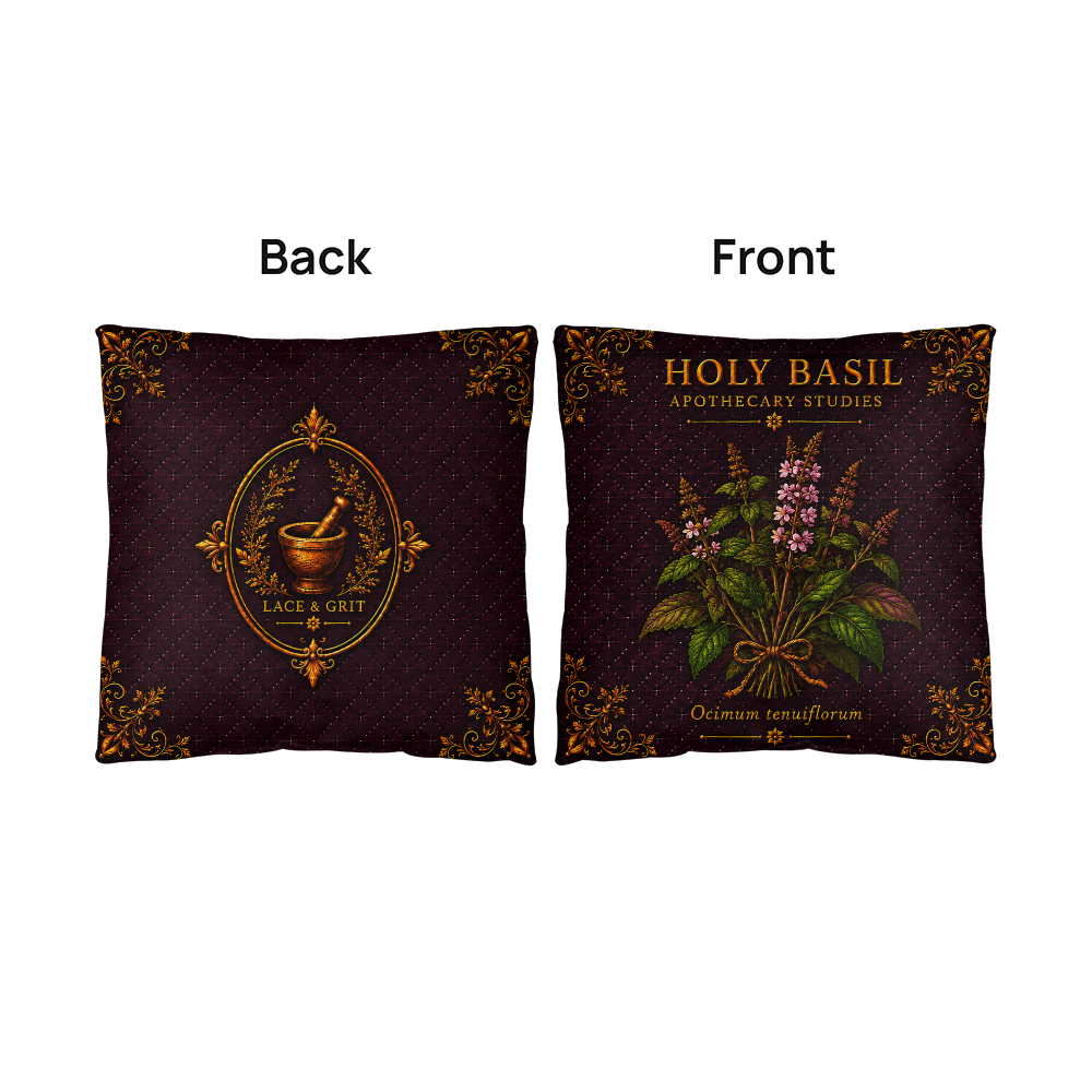 Holy Basil Outdoor Pillow | Apothecary Patio Decor | Lace & Grit