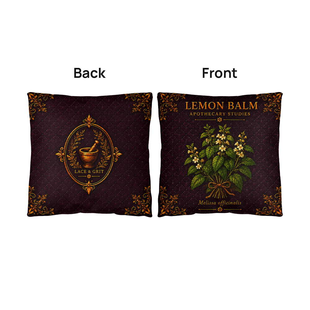Lemon Balm Outdoor Pillow | Apothecary Patio Decor | Lace & Grit