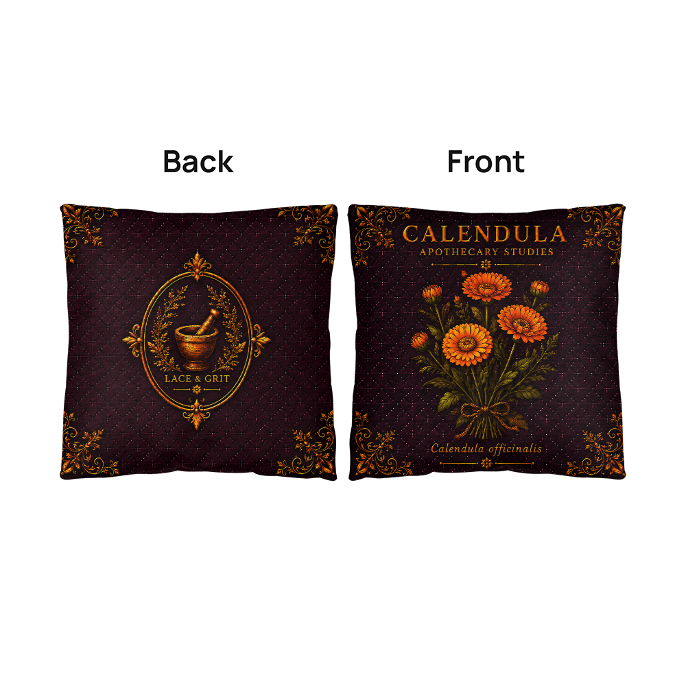 Calendula Outdoor Pillow | Apothecary Patio Decor | Lace & Grit