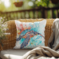 Sea Turtle Splash Outdoor Pillow | Coastal Home Décor | Beachy Patio Cushion | Nautical Throw Pillow | Vibrant Ocean Art