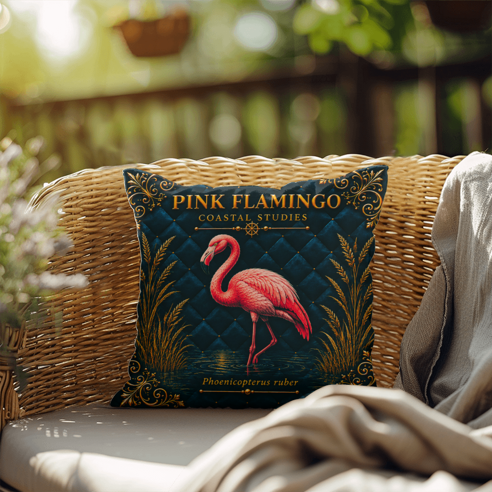 Pink Flamingo Outdoor Pillow | Coastal Patio Decor | Lace & Grit