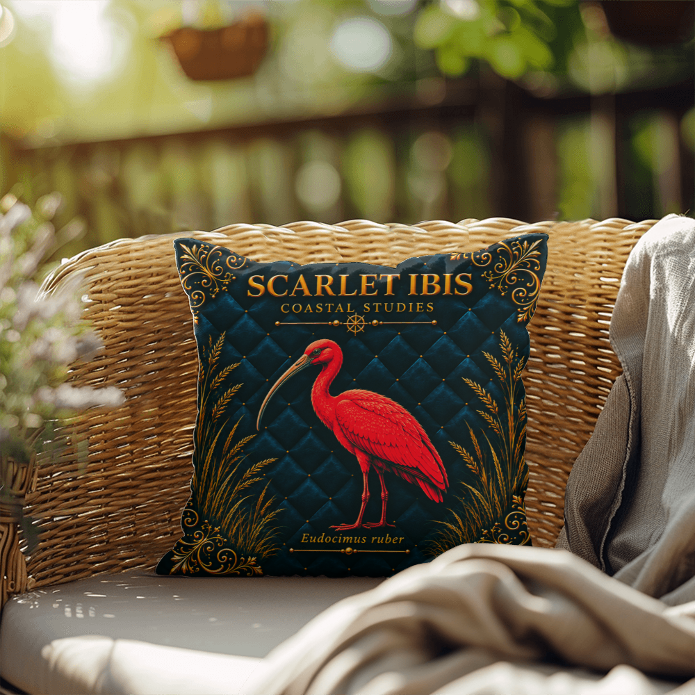 Scarlet Ibis Outdoor Pillow | Coastal Patio Decor | Lace & Grit