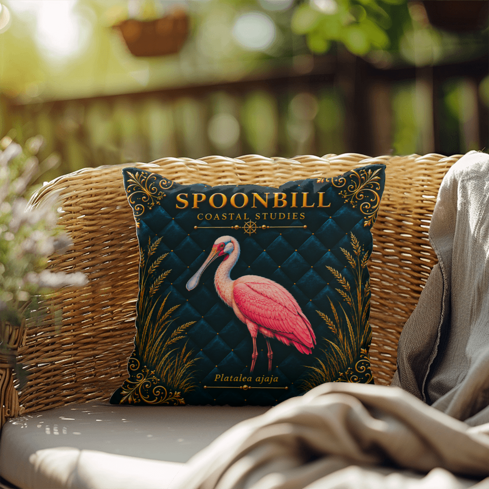 Spoonbill Outdoor Pillow | Coastal Patio Decor | Lace & Grit