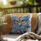 Boho Owl Outdoor Pillow | Intricate Owl Cushion | Mystical Wildlife Decor | Patio Throw Pillow | Garden Seating Cushion