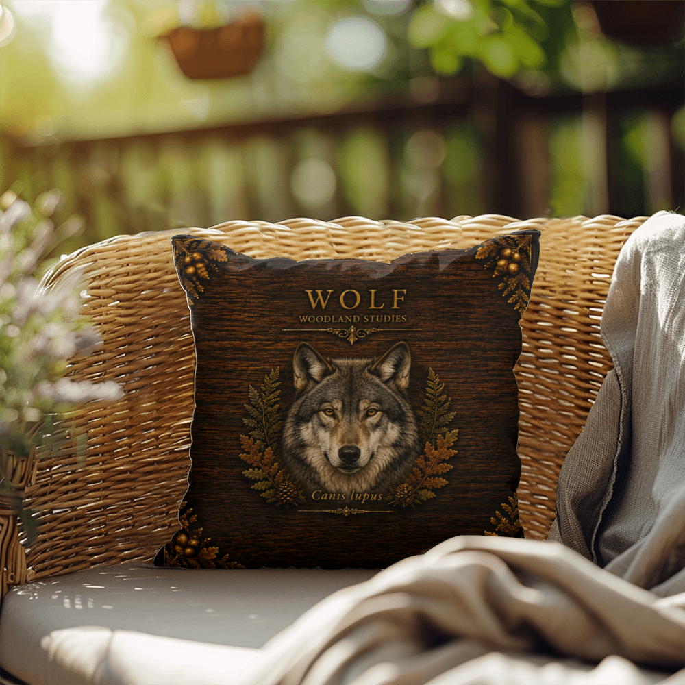 Wolf Outdoor Pillow | Woodland Patio Decor | Lace & Grit