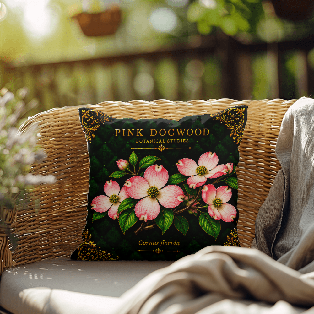 Pink Dogwood Outdoor Pillow | Botanical Patio Decor | Lace & Grit