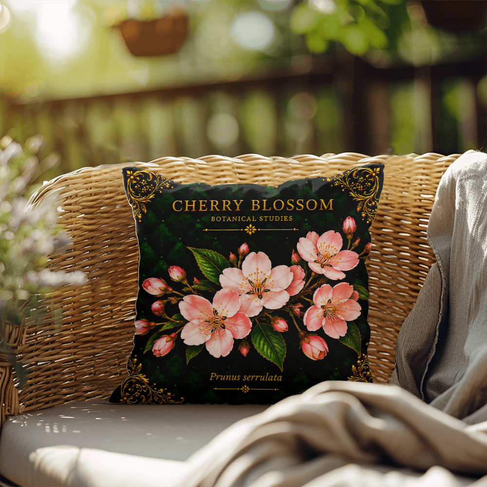 Cherry Blossom Outdoor Pillow | Botanical Patio Decor | Lace & Grit