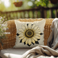 Vintage Sunflower Outdoor Pillow – Rustic Boho Floral Décor, Hand-Drawn Botanical Design, Farmhouse Style Patio Accent