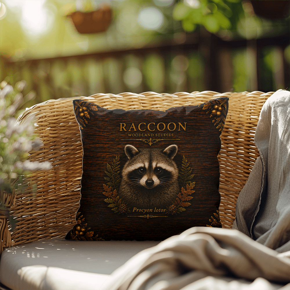 Raccoon Outdoor Pillow | Woodland Patio Decor | Lace & Grit