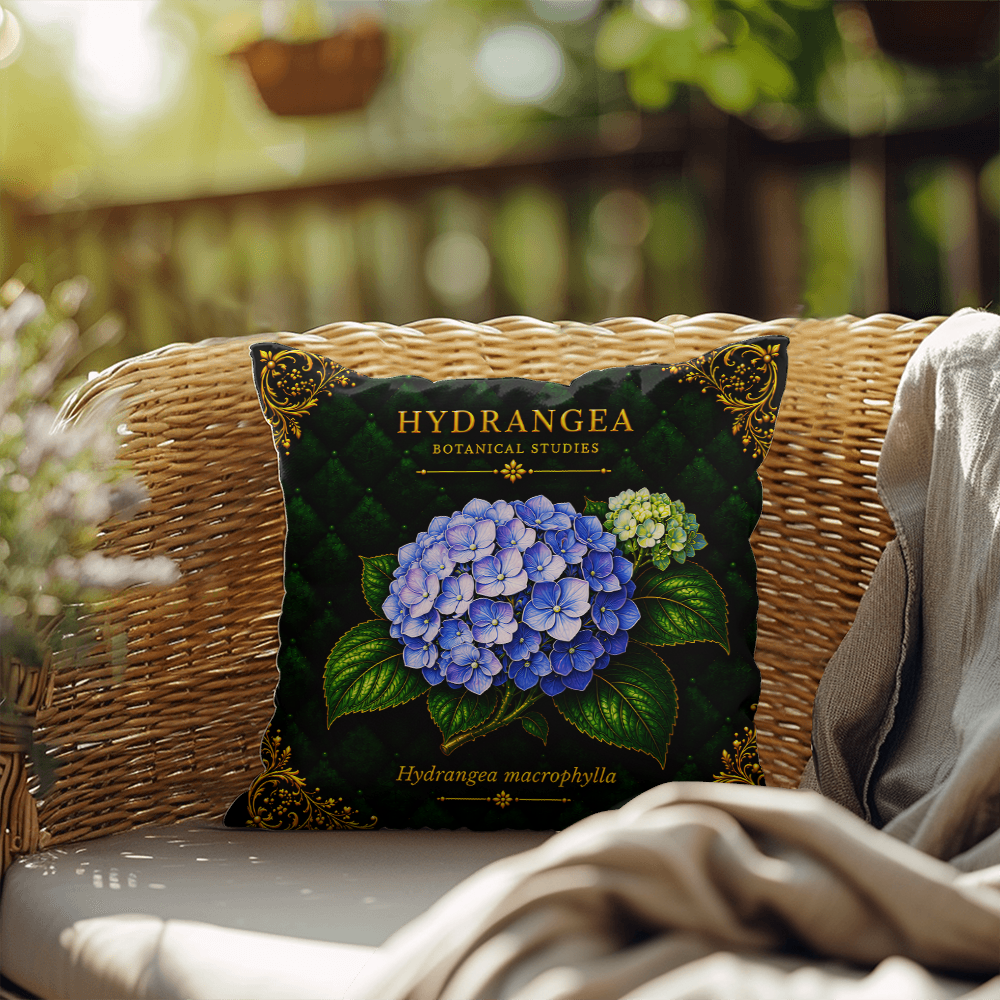 Hydrangea Outdoor Pillow | Botanical Patio Decor | Lace & Grit