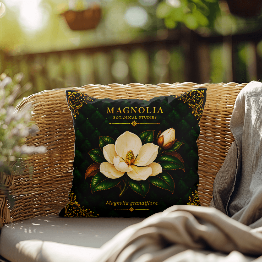 Magnolia Outdoor Pillow | Botanical Patio Decor | Lace & Grit