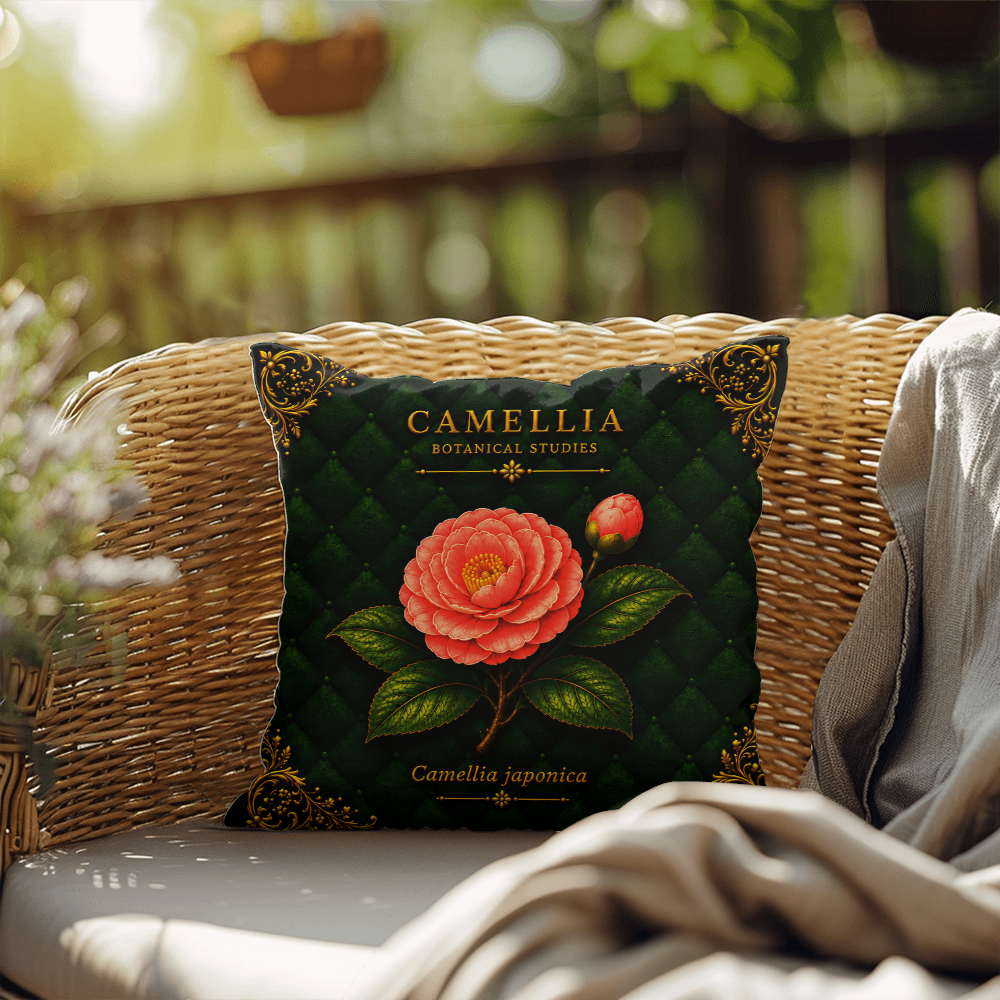 Camellia Outdoor Pillow | Botanical Patio Decor | Lace & Grit