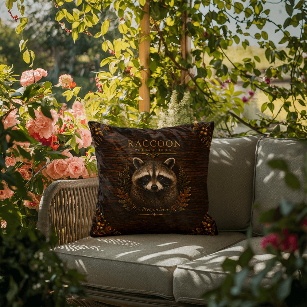 Raccoon Outdoor Pillow | Woodland Patio Decor | Lace & Grit