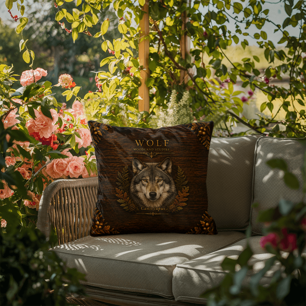 Wolf Outdoor Pillow | Woodland Patio Decor | Lace & Grit