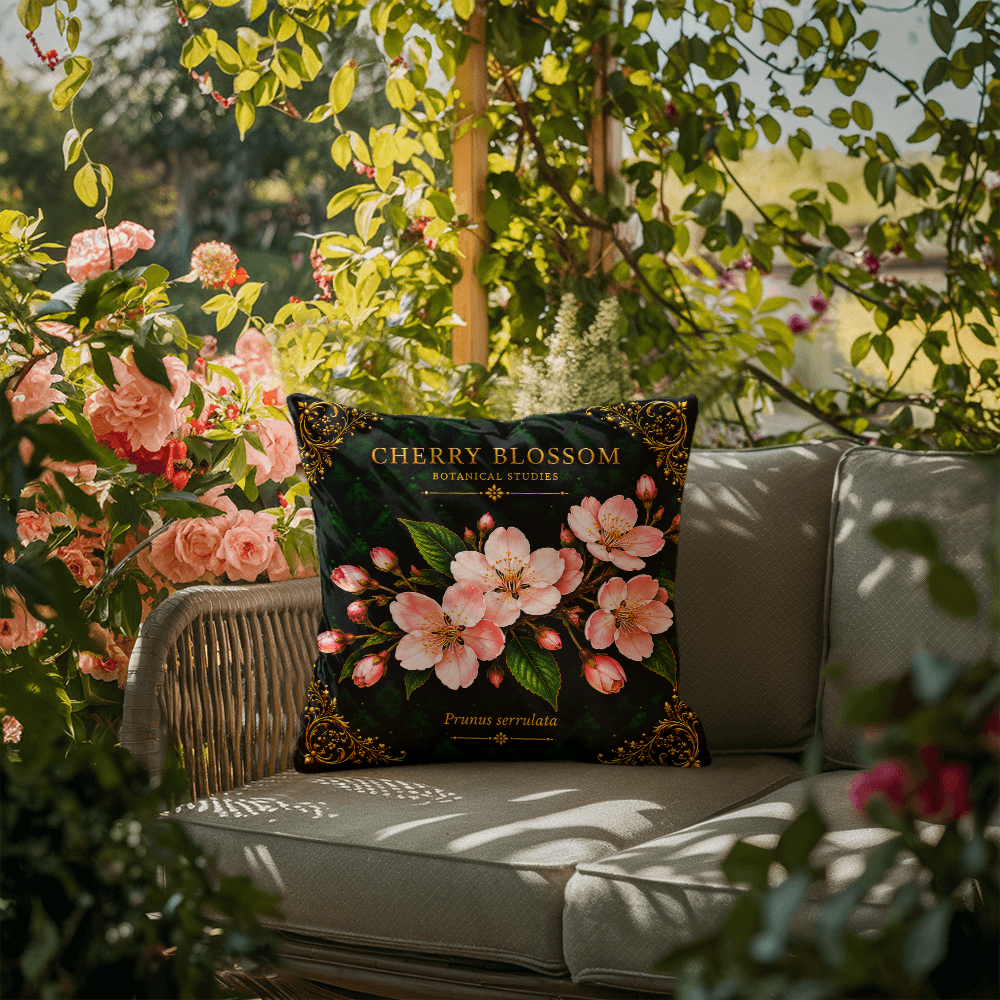 Cherry Blossom Outdoor Pillow | Botanical Patio Decor | Lace & Grit