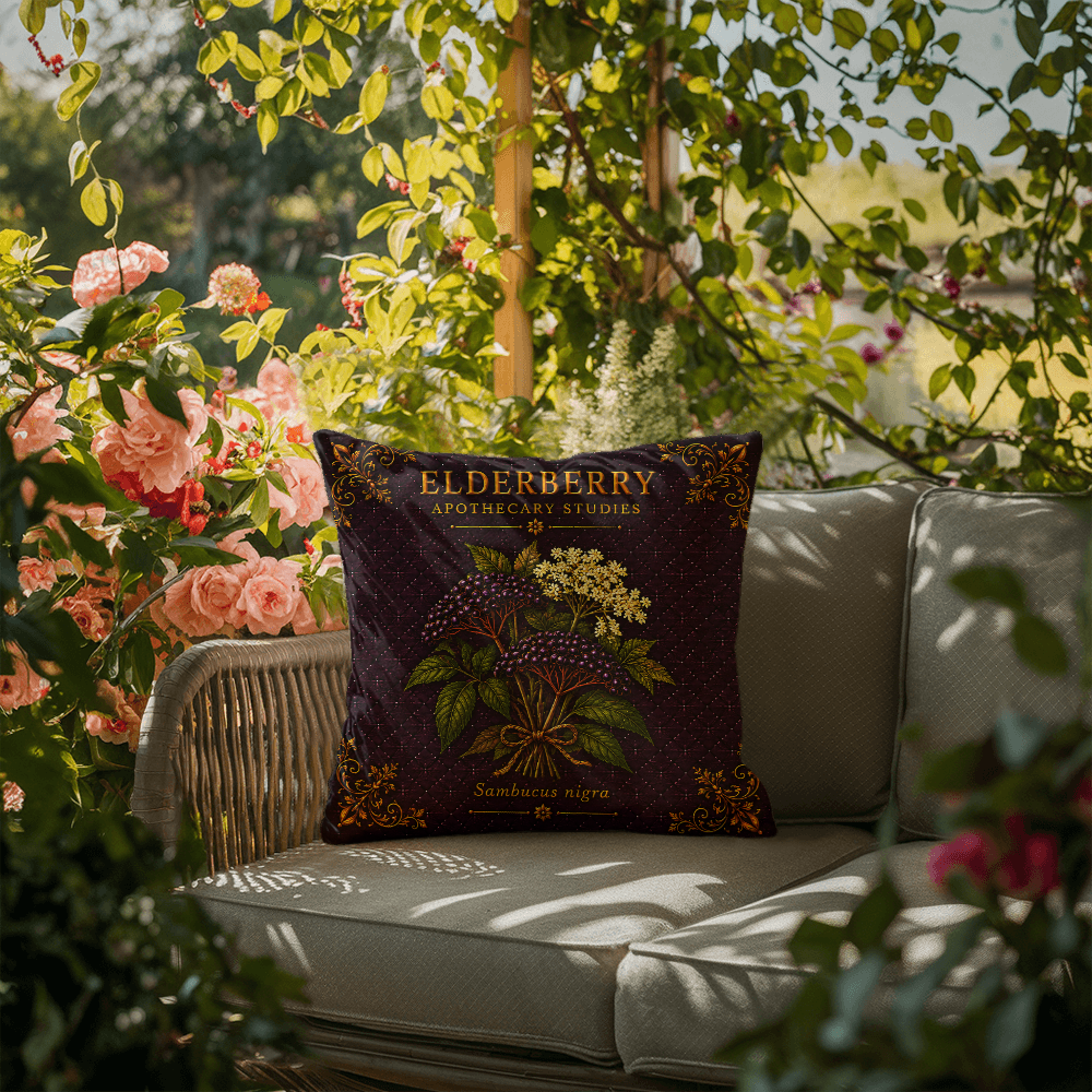 Elderberry Outdoor Pillow | Apothecary Patio Decor | Lace & Grit