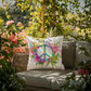 Vibrant Rainbow Peace Sign Outdoor Pillow | Watercolor Tie-Dye Throw Pillow | Hippie Garden Cushion