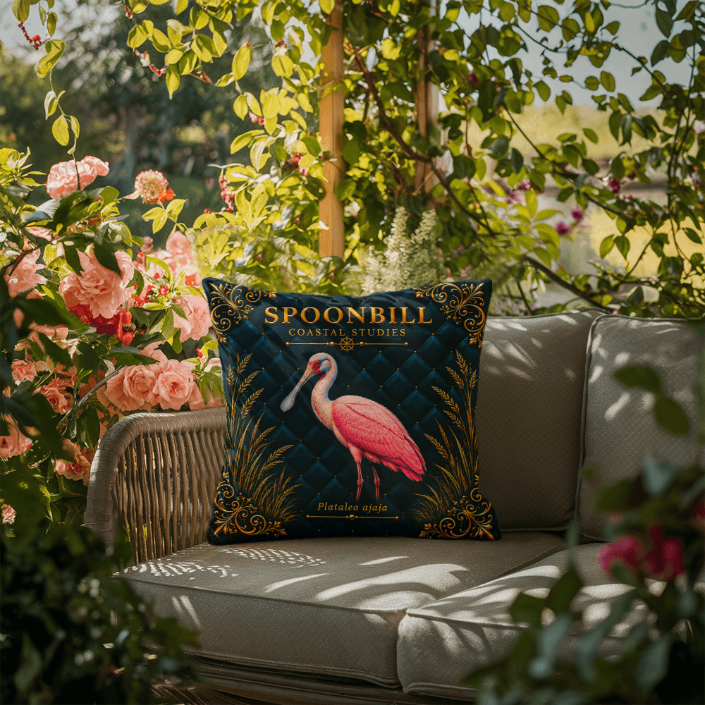 Spoonbill Outdoor Pillow | Coastal Patio Decor | Lace & Grit