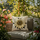 Vintage Sunflower Outdoor Pillow – Rustic Boho Floral Décor, Hand-Drawn Botanical Design, Farmhouse Style Patio Accent