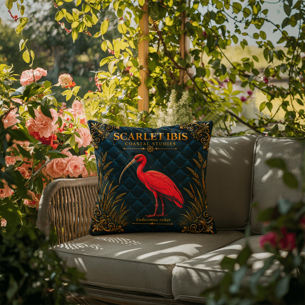 Scarlet Ibis Outdoor Pillow | Coastal Patio Decor | Lace & Grit